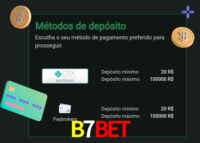 O cassino B7Bet oferece uma grande variedade de métodos de pagamento